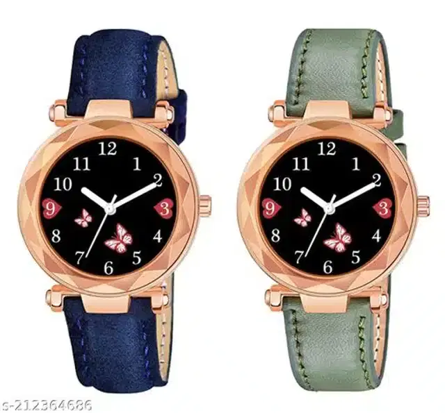 Analog Watch for Women, Pack of 2 (Multicolor)