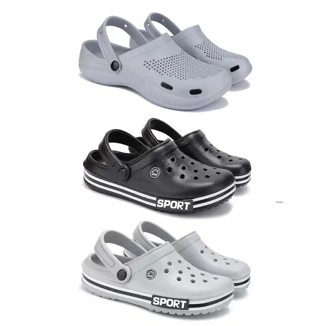 Combo of Clogs for Men, Set of 3 (Multicolor, 7)