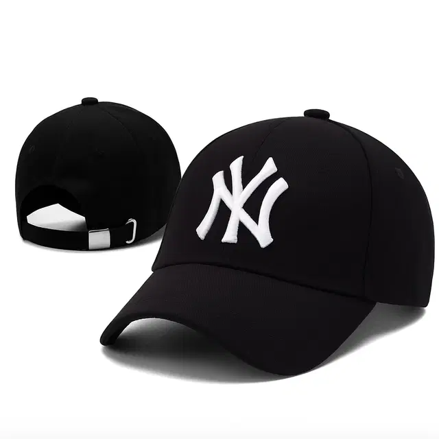 NY Black Cotton Caps For Men
