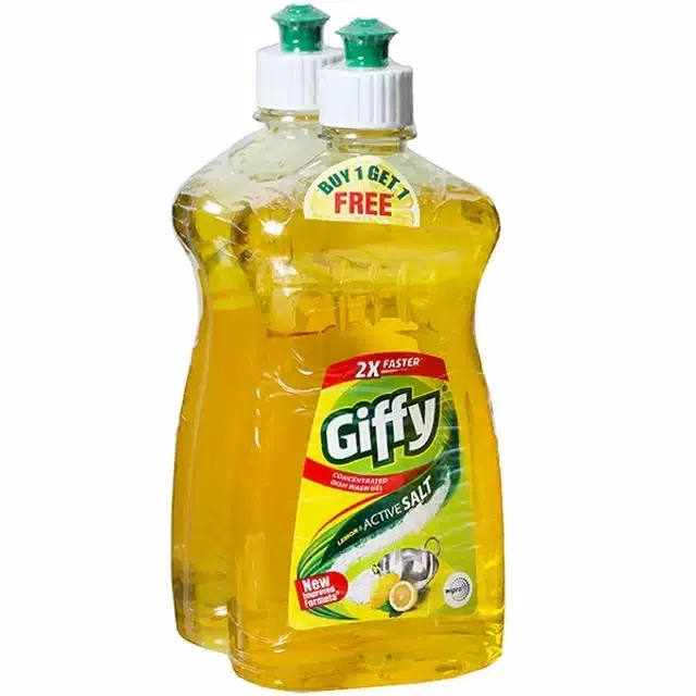 Giffy Lemon & Active Salt Dishwash Gel 2X475 ml (Buy 1 Get 1 Free)