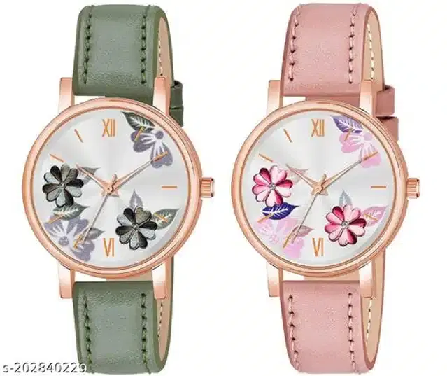 Analog Watch for Women, Pack of 2 (Multicolor)