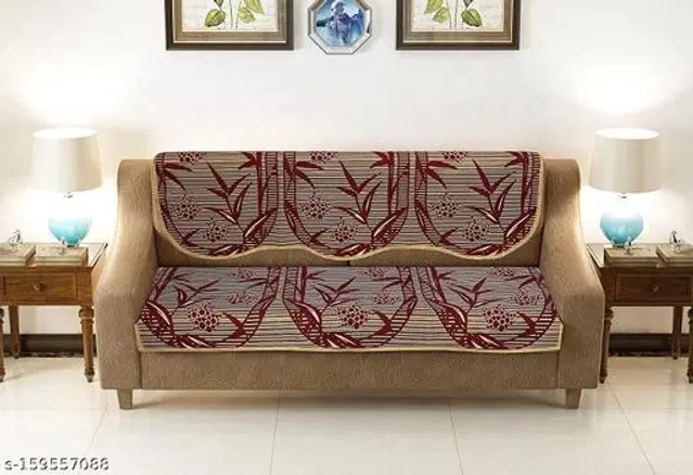 Polycotton 3 Seater Sofa Covers, Maroon, Set of 1