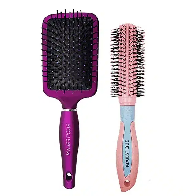 Majestique Round Hair Brush, Paddle Hair Brush for Women and Men, Combo of 2, B-48