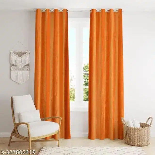 Polyester Curtain for Door, Orange, 5 Feet