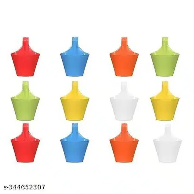 Plastic Hanging Planters, Multicolor, Pack of 12