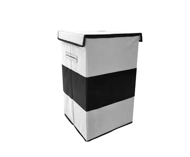 3 Line Grey Mix Black 75 L Laundry Basket for Clothes & Toys With Lid & Side Handles Durable Foldable and Collapsible Laundry storage Bag for Dirty Clothes, Pack of 1