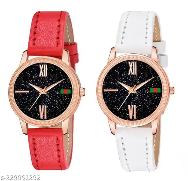 Analog Watch for Women, Pack of 2 (Multicolor)