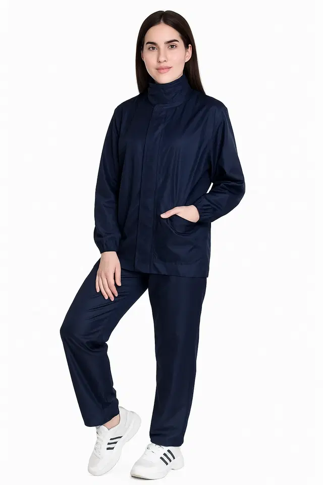 Polyester Rain Suit for Men & Women (Navy Blue, M) (Set of 1)