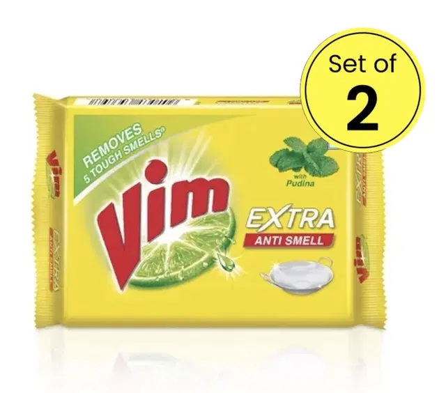 Vim Extra Anti Smell With Pudina Bar 2X250 gm (Set Of 2)