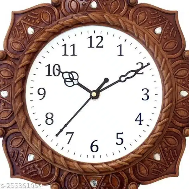 Analog Wall Clock, Brown, 27x27 cm