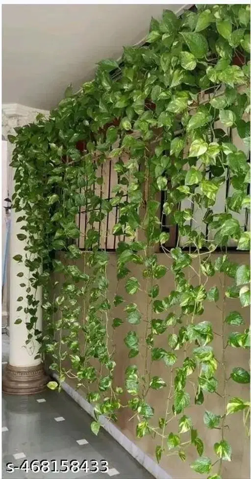 Plastic Artificial Garlands Plant for Home Decor for Women (Green, Set of 3)