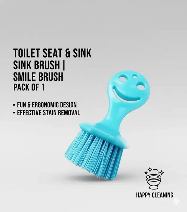 Winberg Wash Basin Brush | Toilet Seat Brush | Sink Brush Seat Cleaning Smile Brush (Pack of 1) Assorted