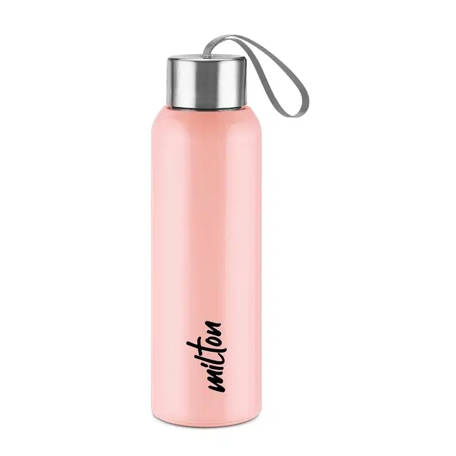 Milton Halo 600 Steel Thermoware, Inner Steel, PU Insulated, Leak Proof Water Bottle for School Kids, Office, Gym, Easy to Carry Strap, 500 ml, Pink