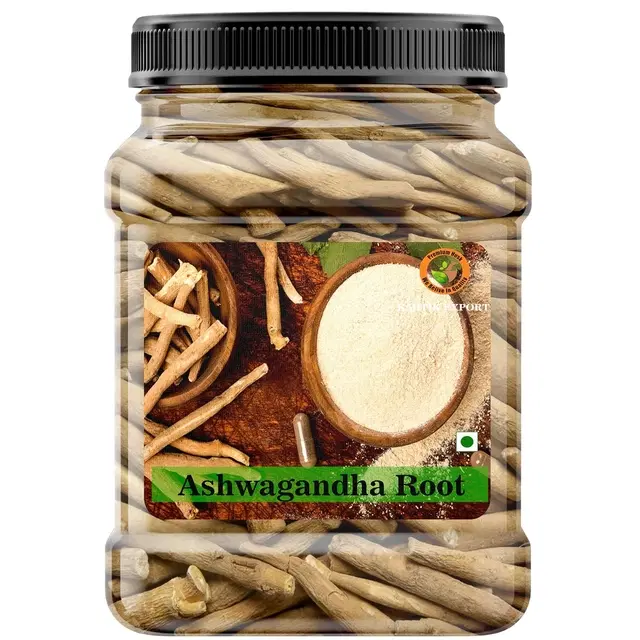 Kartik Export Ashwagandha Root - Asgandh - Withania Somnifera [ Height Growth & Stress Relief ], 250 gm, Jar Pack