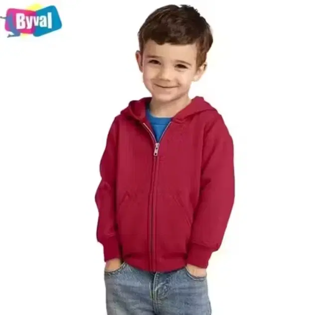 Light Fleece Solid Hoodie for Kids, Red (2-4 Years)