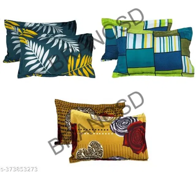 Cotton Pillow Covers, Multicolor, 17x27 inches, Pack of 6