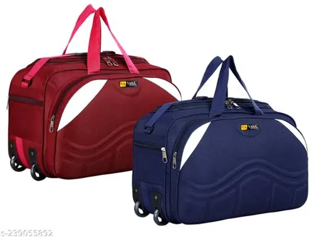 Polyester Duffel Bags, Red & Blue, Pack of 2