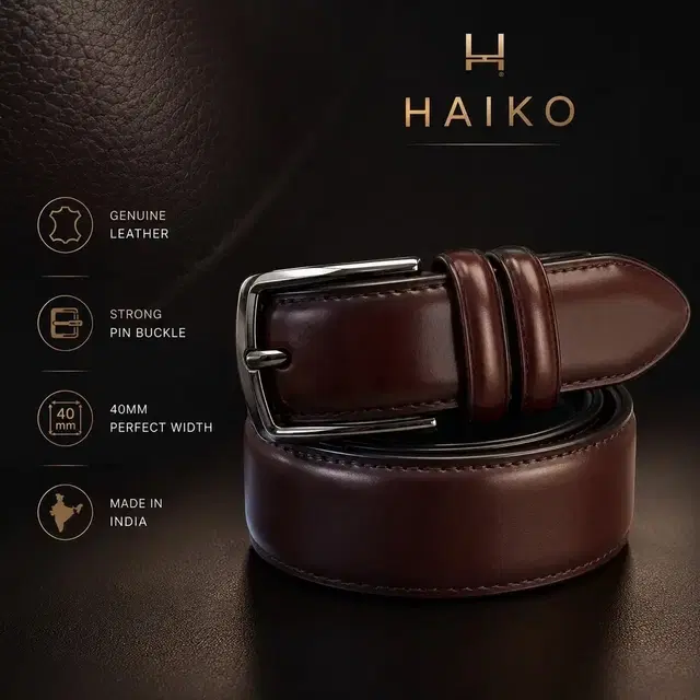PU Solid Belt for Men, Brown(32)