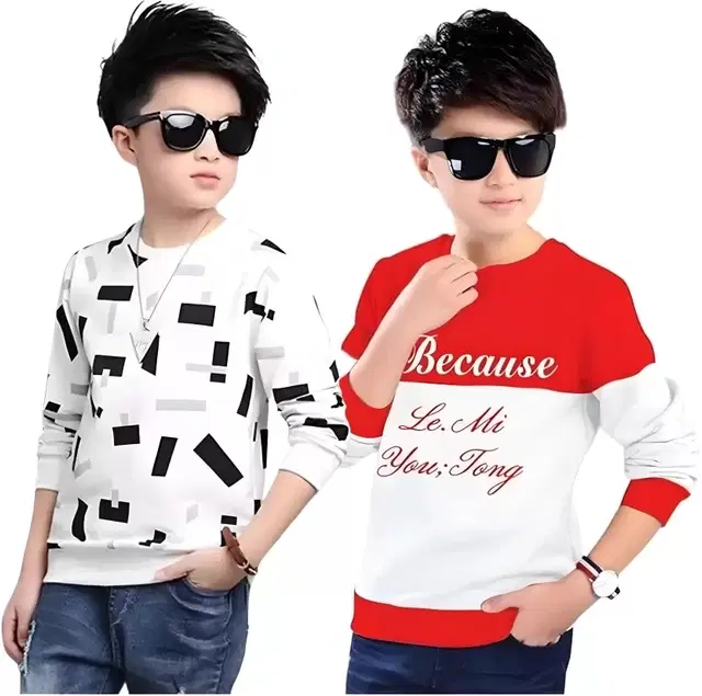 Round Neck Printed T-Shirt for Boys, Pack of 2 (Multicolor, 2-3 Years)