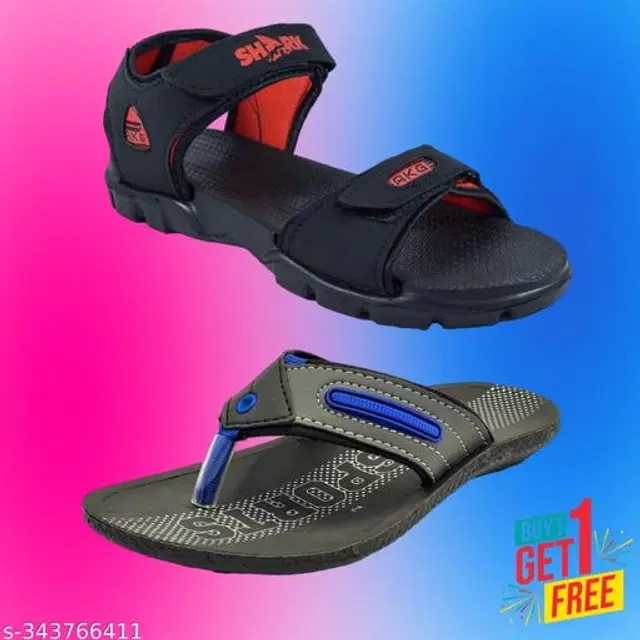 Sandal with Flipflop for Men, Pack of 2 (Multicolor, 6)