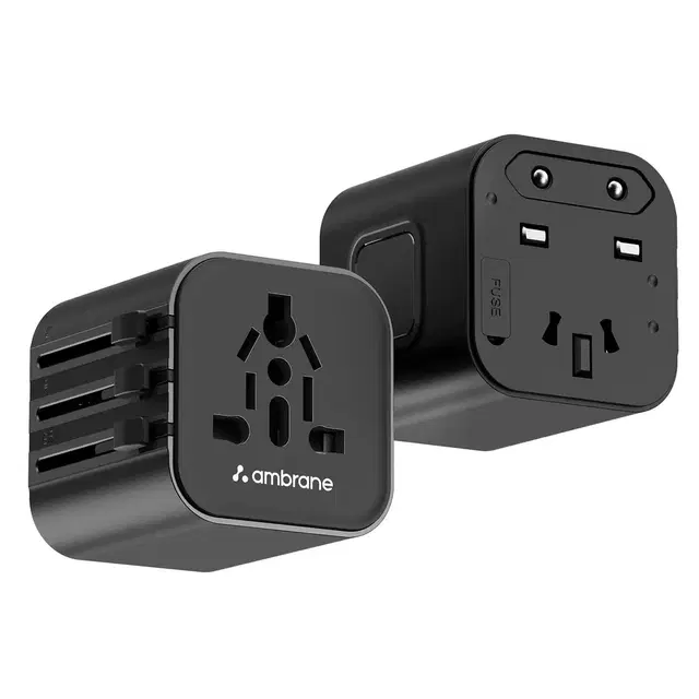 Ambrane Universal Travel Socket, International All In One Worldwide Travel Adapter Socket With 2500w High Power Output With 9 Hole Universal Socket, Compatible In 150+ Countries (ata-03, Black)