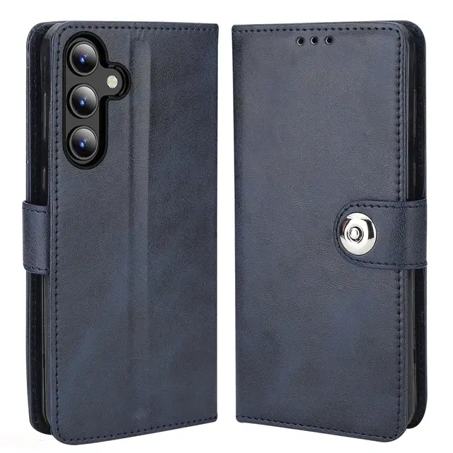 Artificial Leather Mobile Flip Cover for Samsung Galaxy F55 5G, Blue