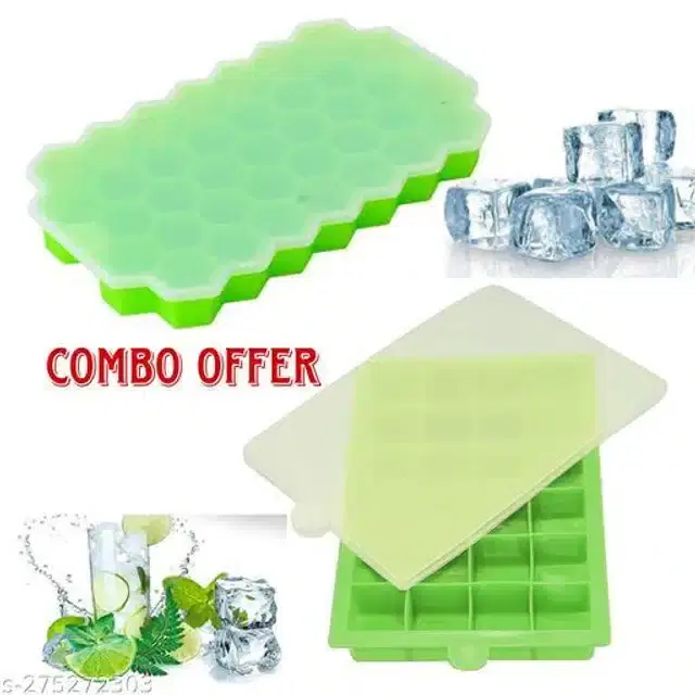 Silicone Ice Cube Moulds, Green, Pack of 2