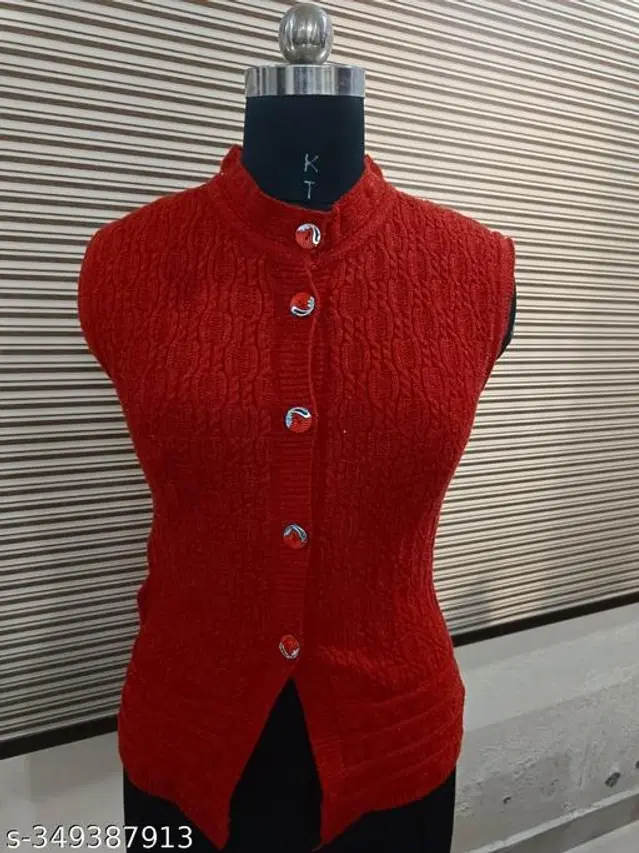 Woolen Sweater for Women (Red, M)
