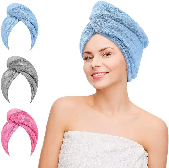 MORADO Quick Turban Hair Drying Absorbent Microfiber Towel/Magic Hair Wrap for Women, Pack of 1, Blue