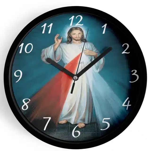 Plastic Jesus Printed Wall Clock, Multicolor, 10x10 Inches