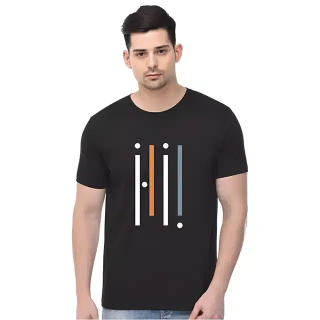 Printed T-Shirt for Men (Black, L)