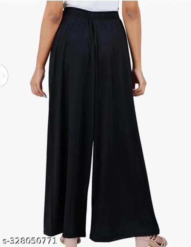 Rayon Palazzo for Women (Black, Free Size)