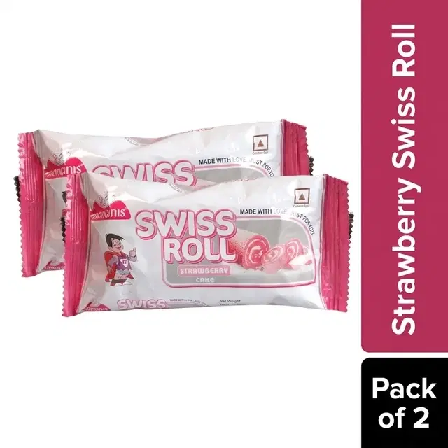 Monginis Strawberry Swiss Roll 40 g - Pack of 2