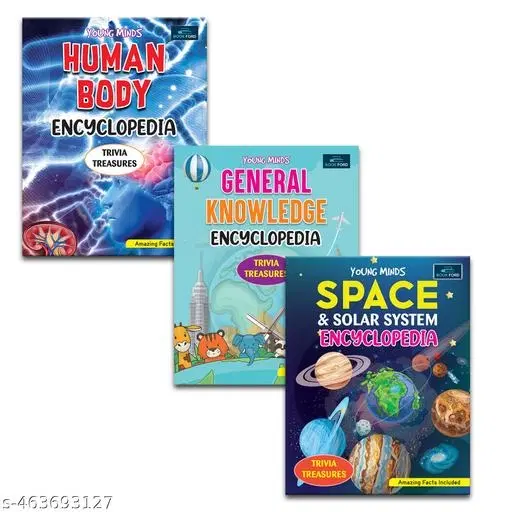 Young Minds Encyclopedia- General Knowledge, Space, And Human Body Encyclopedia For Kids, Set of 3