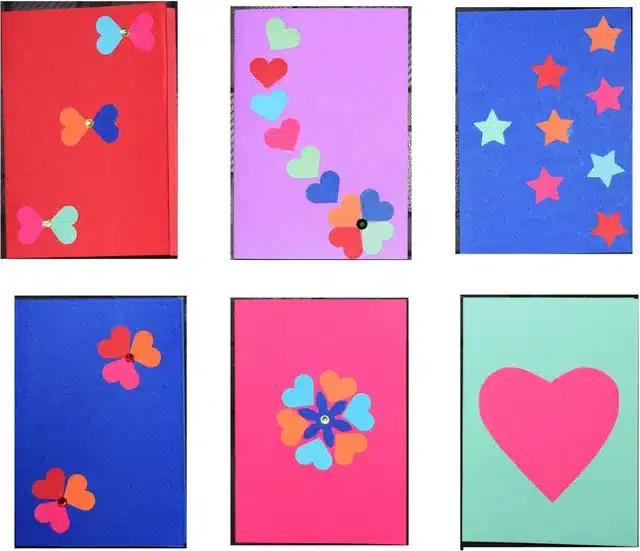 Handmade MultiPurpose Blank Greeting Cards, Multicolor, Pack of 6