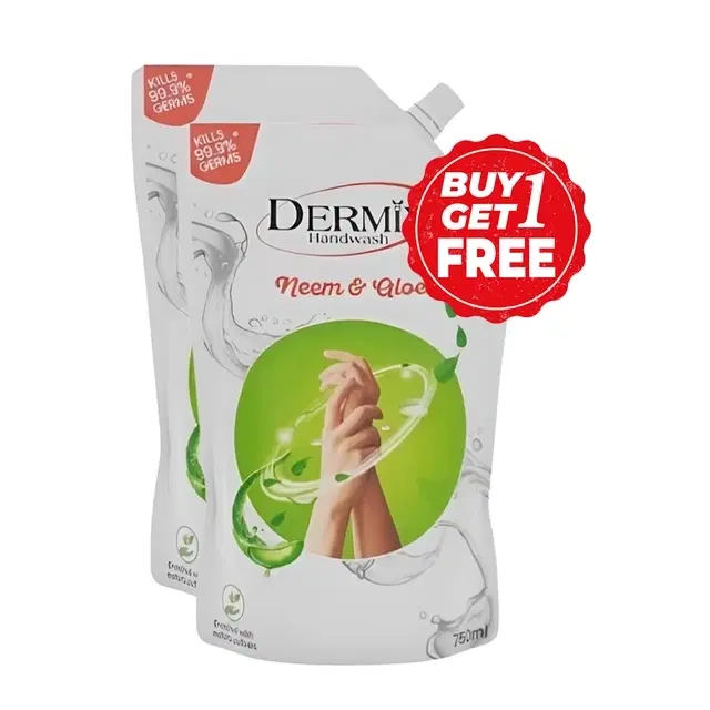 Dermix Hand Wash Neem & Alovera 2X750ml (Buy 1 Get 1 Free)