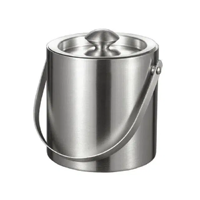 Stainless Steel Double Wall Hammered Ice Bucket With Tong, Silver, 1 L, Re-21