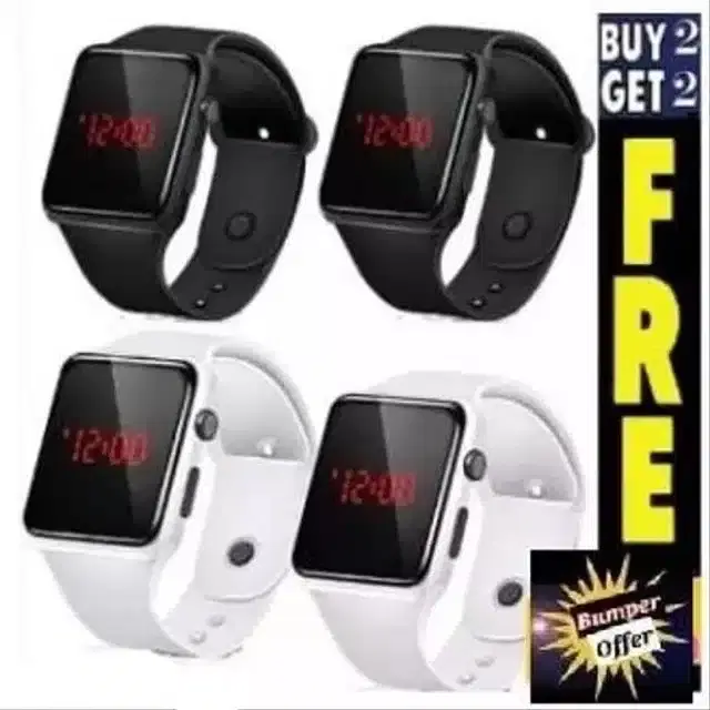Digital Watch for Kids, Pack of 4 (Black)