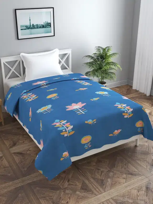 Printed Single Duvet Cover with Zipper, Multicolor, 60x90 Inches