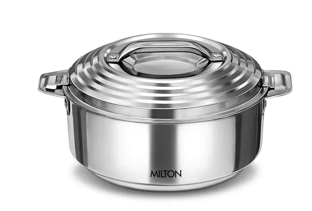 Milton Galaxia 1500 Insulated Stainless Steel Casserole, 2 L, Insulated Thermal Serving Bowl, Keeps Food Hot & Cold for Long Hours, Food Grade, Elegant Hot Pot Food Warmer/Cooler, Silver Silver