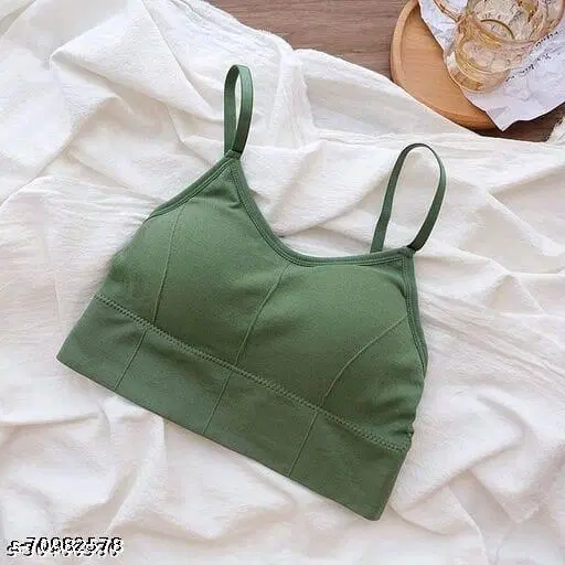 Viscose Spandex Sports Bra for Women, Green (34B)