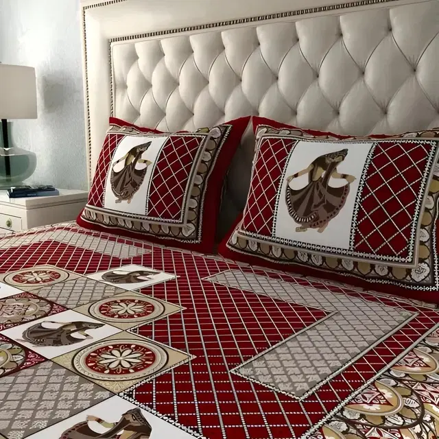 Cotton Double Bed sheets With 2 Pillow Cover (Multicolour) Set Of 1