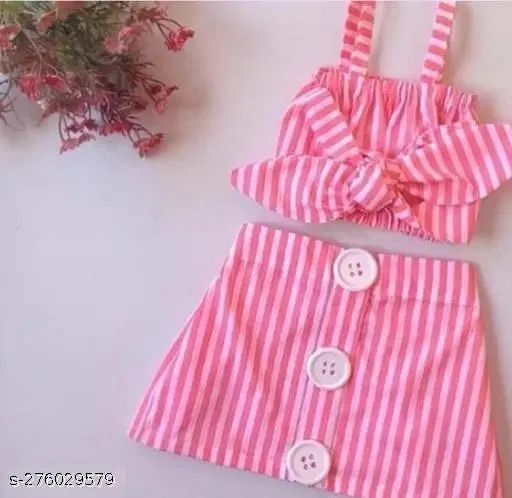 Rayon Printed Clothing Set for Girls, Pink, Pack of 1 (0-2 Months)
