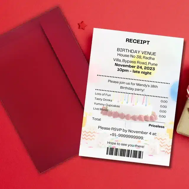 Birthday Party Greetings with Envelope, Multicolor