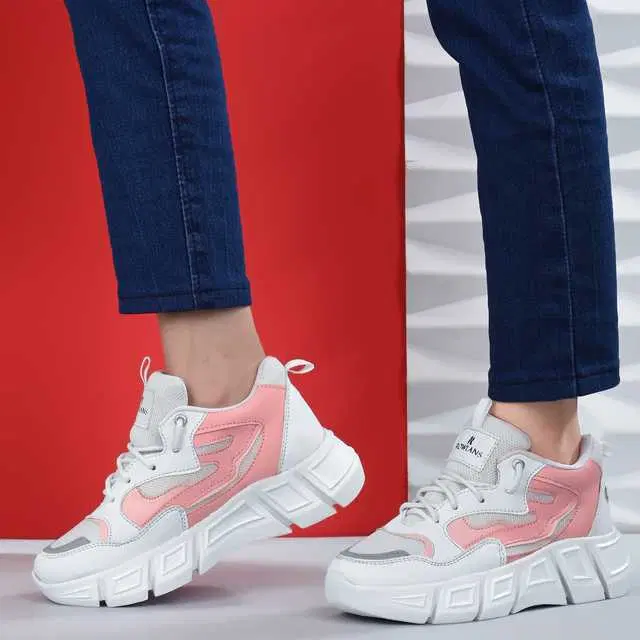 Sport Shoes for Women (Pink & White, 8) (MSDO-60)