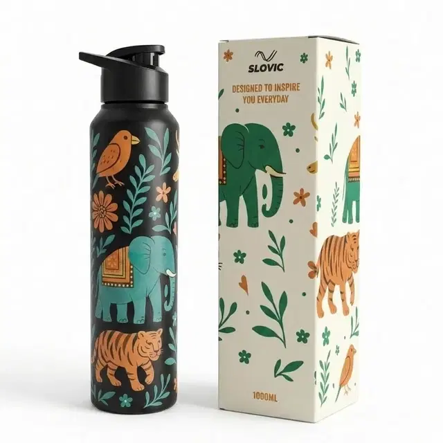 Slovic Incredible India Stainless Steel Water Bottle, 1 L