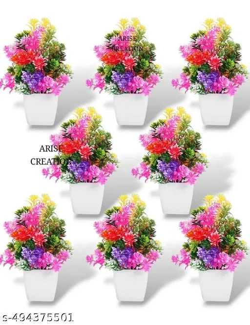 Plastic Artificial Flowers, Multioclor, Pack of 8