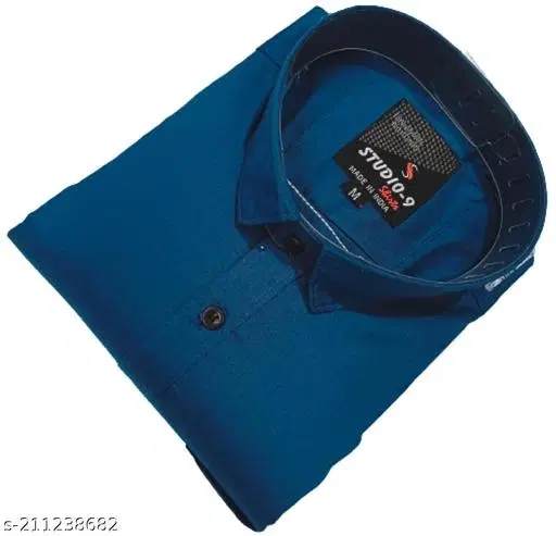 Cotton Blend Solid Shirt for Men, Blue (XXL) Pack of 1