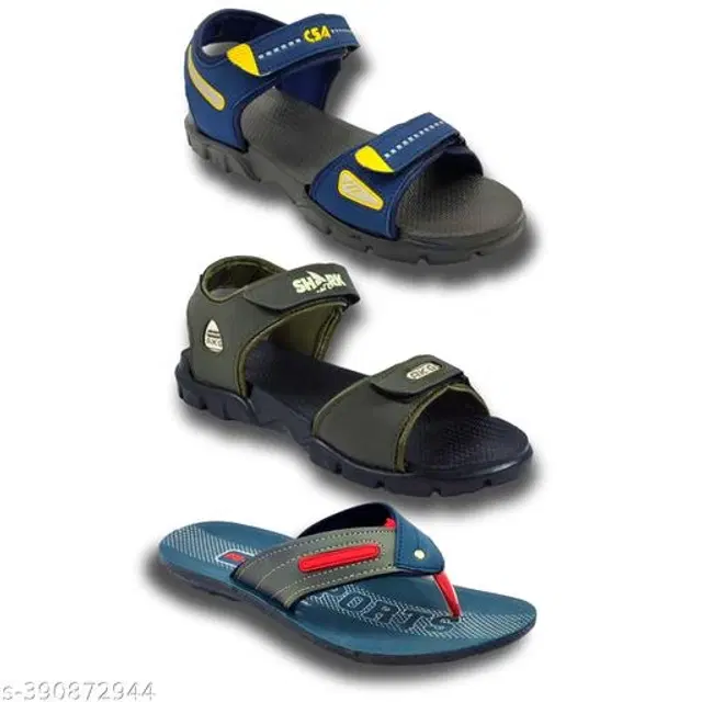 Sandals with Flipflop for Men, Pack of 3 (Multicolor, 6)