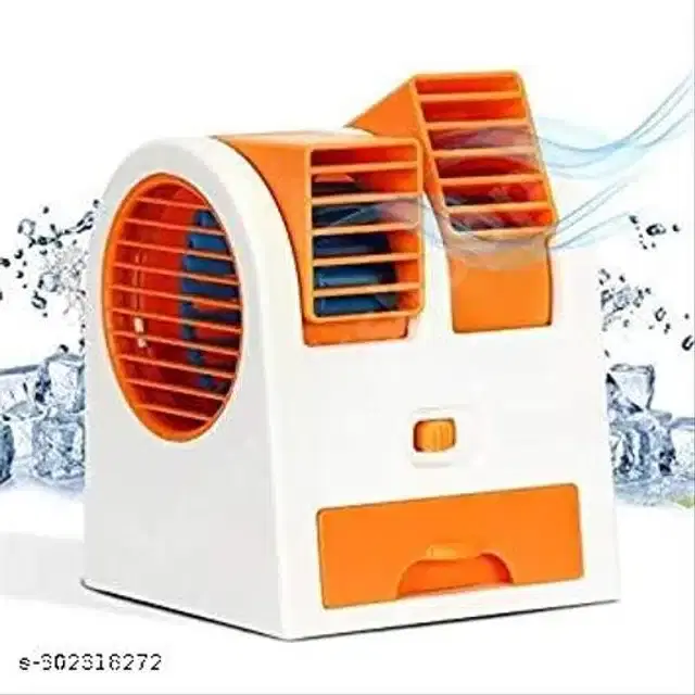 Plastic Mini Air Cooler, White & Orange